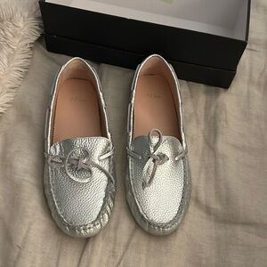 Jcrew silver leather loafer new in box
